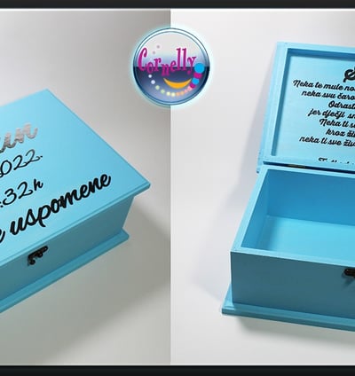 Personalizirana kutija uspomena za bebu s imenom i datumom rođenja