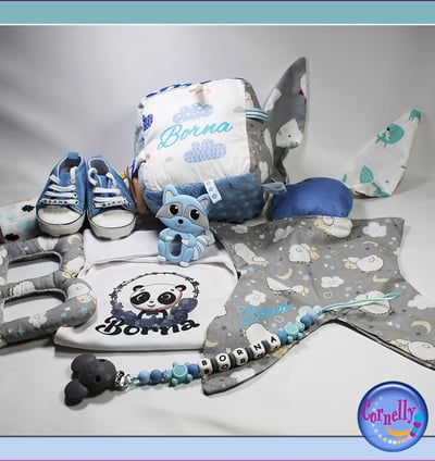 Personalizirani poklon set za bebe – tješilica, dekica i bodi