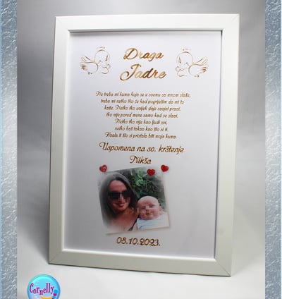 Personalizirani okvir za kumu s porukom zahvalnosti