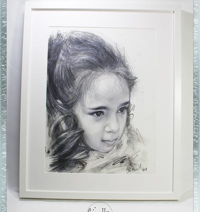 Umjetnički portret obitelji izrađen u tehnici crteža olovkom