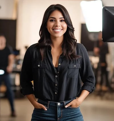 Agencia de modelos: modelo en sesión de grabación en estudio profesional