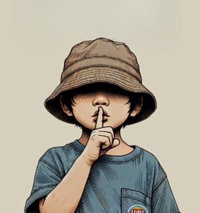 Baby boy doing shut up sign