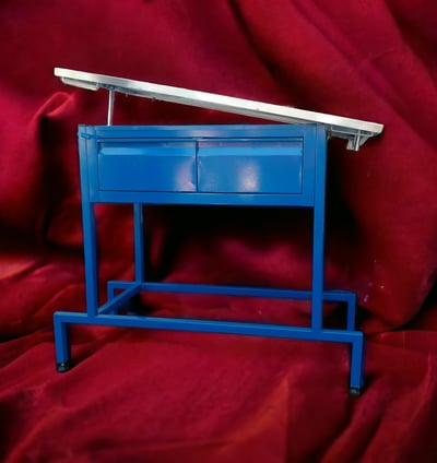 Mesa veterinaria tubular dos cajones pintada