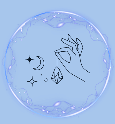 une main qui tient un pendule en cristal 
