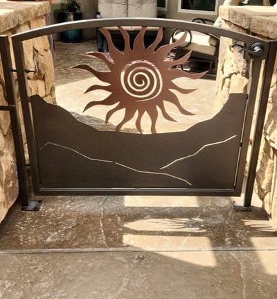 St. George Powder Coating powder coated steel metal gate in copper vein and old bronze