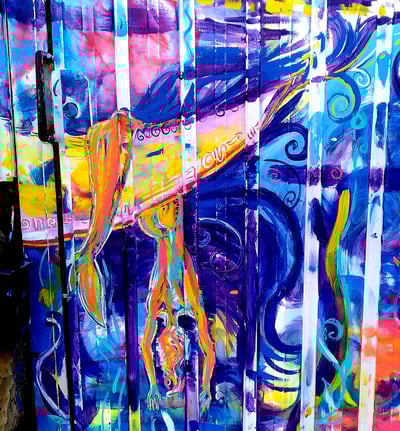 détail d'une peinture représentant Sao paulo si elle était sous les eaux