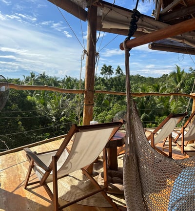 Siquijor mountain and ocean overlooking restaurant