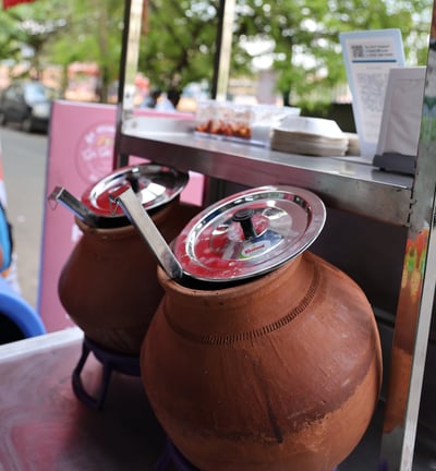 Nutritious Ragi Ambali, a traditional fermented health drink at Ambali Angadi, Bengaluru.