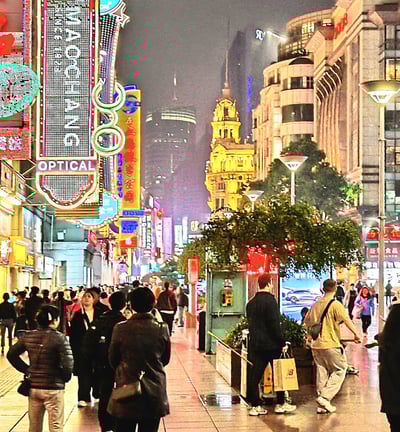 Neon signs and bright lights on Nanjing Road