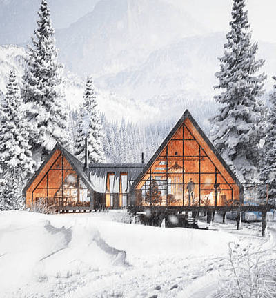 Beautiful modern Hotel amidst Snowy Mountains and Pine Trees by Shark Hotels