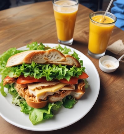 A fast-food menu showcasing various meal options, including a burger, Filet-O-Fish, and chicken nuggets, each with calorie information. The menu features images of meals accompanied by fries and soft drinks, with promotional text, including phrases like 'Make it a Meal' and 'Must Tries!'