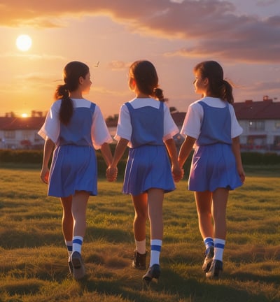 A high school sign with the name 'Terra Sancta High School' in prominent red letters, set against a blue sky with scattered clouds. There is a wireframe structure resembling a tree or antenna on top of the sign. Air conditioning units and some industrial elements are visible in the background.