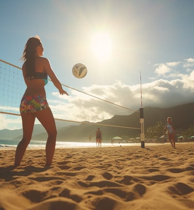 Beach volleyball in Hawaiian beaches