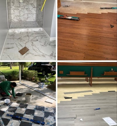 Flooring and tile installation by Garnet Painting — bathroom, hardwood, outdoor, and vinyl floorsv