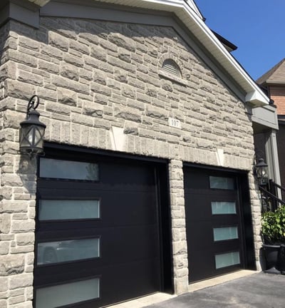 flush panel garage door with frosted side windows placements 