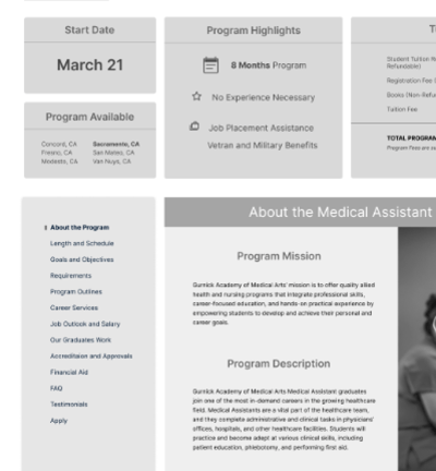 Gurnick Program Page Redesign Project - 2