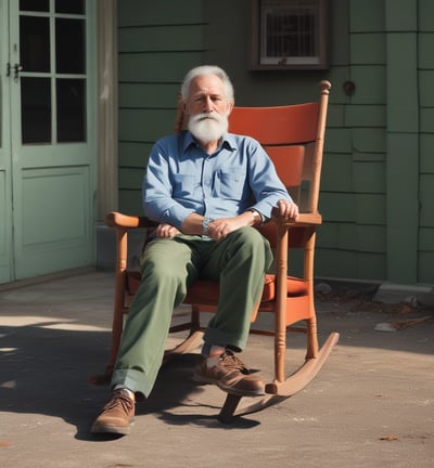 Un monsieur de cinquante ans dans un rocking chair