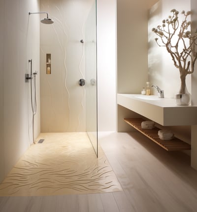 Curb-less walk-in shower