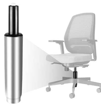 Technician replacing broken gas lift cylinder in office chair at pune