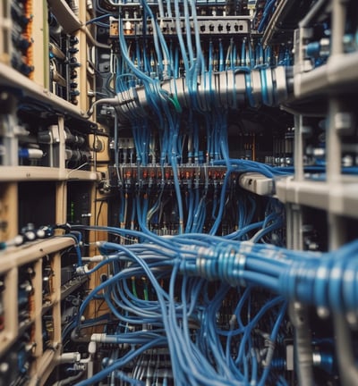 A person is holding a smartphone in one hand displaying a banking or finance application and a colorful credit card in the other hand. Nearby, a shelf holds various gaming consoles and accessories.