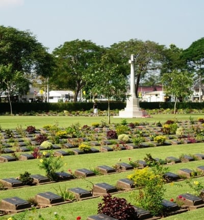 Kanchanaburi Cemetery with some 7000 pows buried at the site