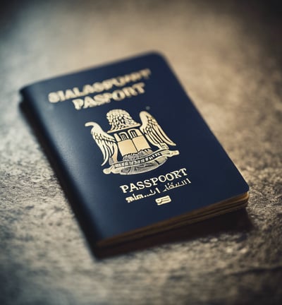 passport booklet on top of white paper