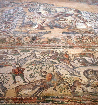 Late Roman mosaics at Villa Romana La Olmeda, Spain, 4th-5th centuries AD.