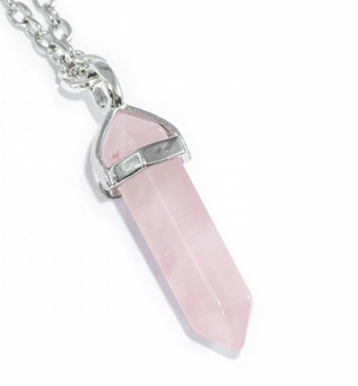 Pembe Kuvars Taşlı Çivi Kolye - 130 TL