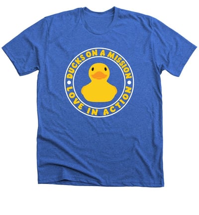 a blue t - shirt with a ducky in the middle of it