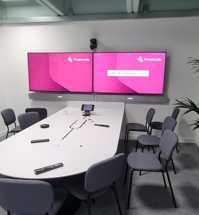 Conference room and office TV mounted on a wall in a boardoom