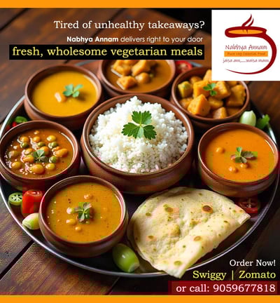 Wholesome vegetarian meals delivered at the doorstep by Nabhya Annam Could Kitchen