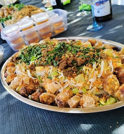 a plate of food with a bowl of food