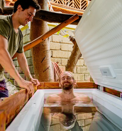 ice bath session with coach