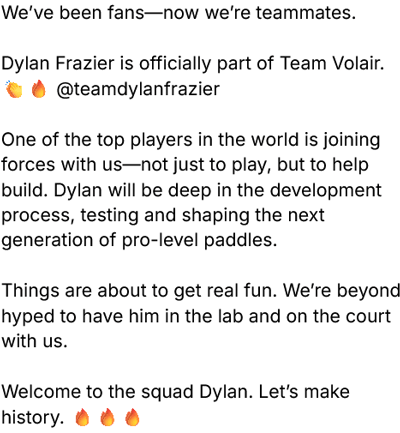Dylan Frazier | Volair | Announcement