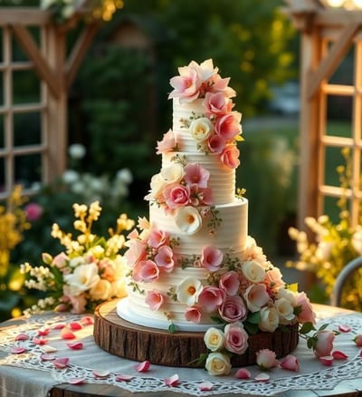 Floral Buttercream Wedding Cake