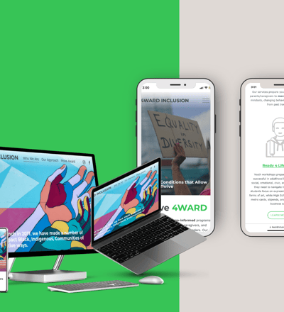 4ward inclusion responsive mobile mock for website mobile design service.