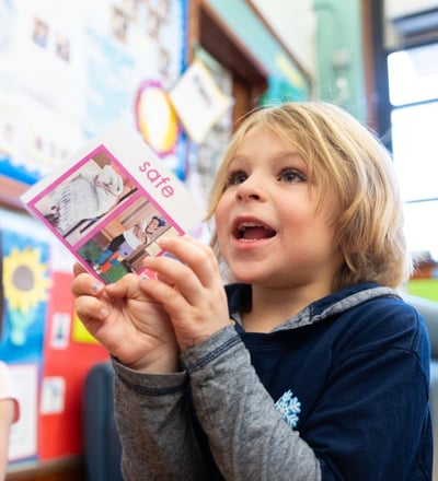 PreK student embodies the word safe.