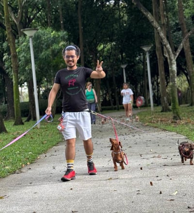 With my loyal sausages
