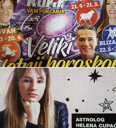 Novine sa dodatkom godišnjeg horoskopa koji je Helena pisala za Kurir novine.