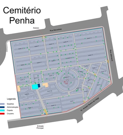 Imagem mostra setor interno do cemiterio da Penha da velar em sao paulo
