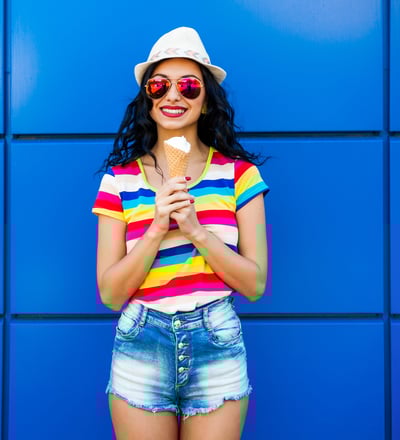 Young woman holding an ice cream