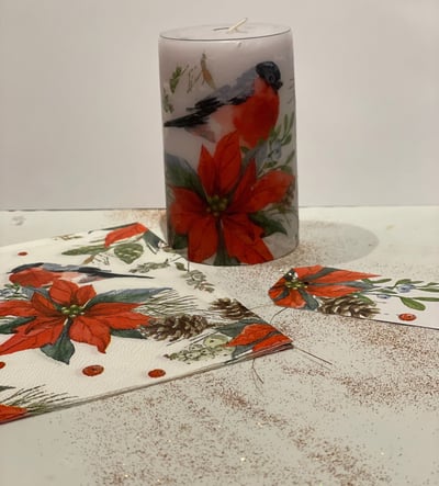 Christmas Napkin on Candle