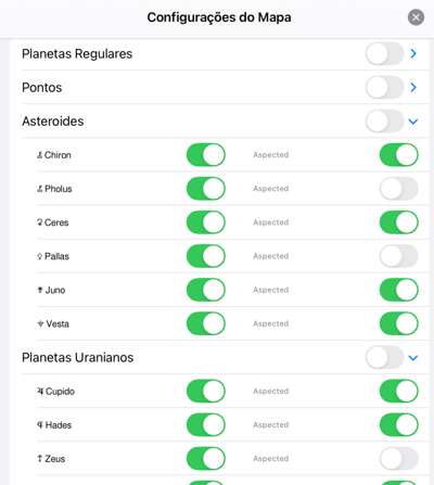 Activação de múltiplos objects nas configurações