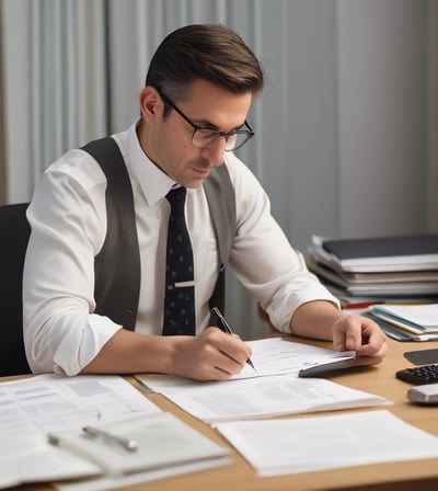 man at desk doing paperwork