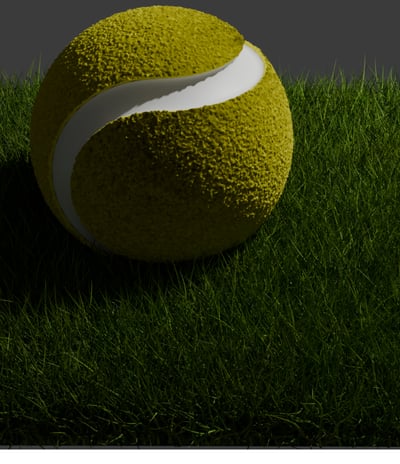 High-resolution 3D render of a tennis ball with realistic textures.