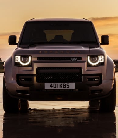 Land Rover Defnder in the sunset