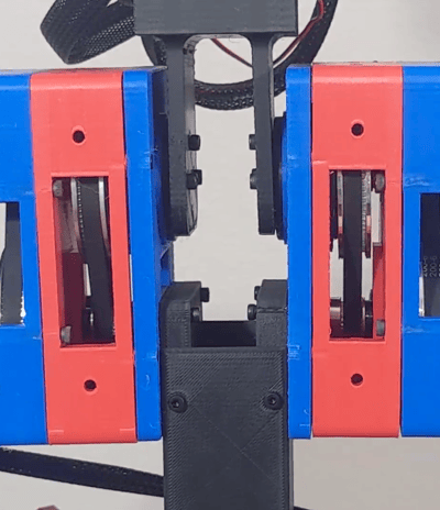 A complex mechanical assembly for a robot actuator made with a stepper motor and a belt drive