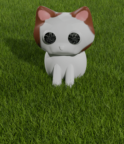 Stylized 3D cartoon cat model designed for animation and games.