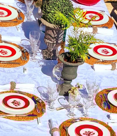 assiette en porcelaine rouge corail