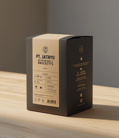 Black box packaging of premium coconut charcoal briquettes – PT Jatayu Renewable Energy